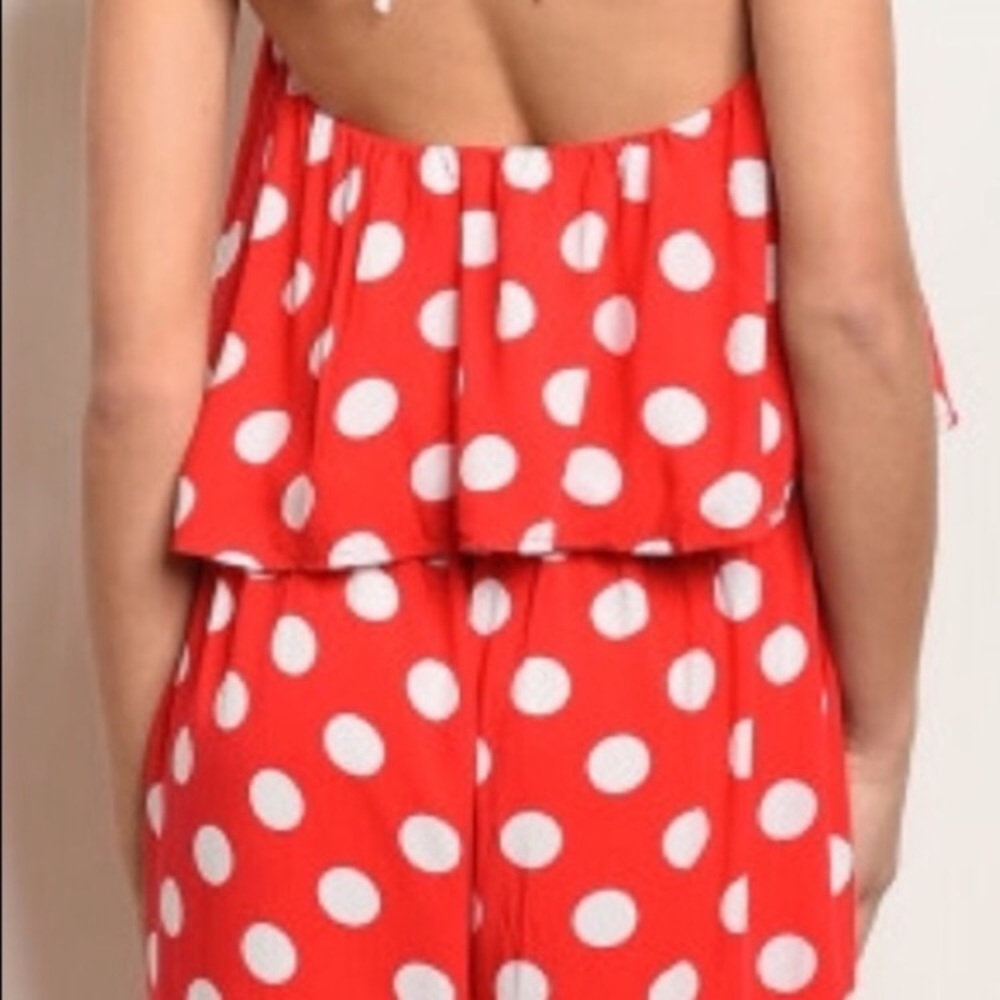💥 LAST ONE! Size SMALL. Women’s Red and White Polka Dot Jumpsuit - Picture 5 of 6